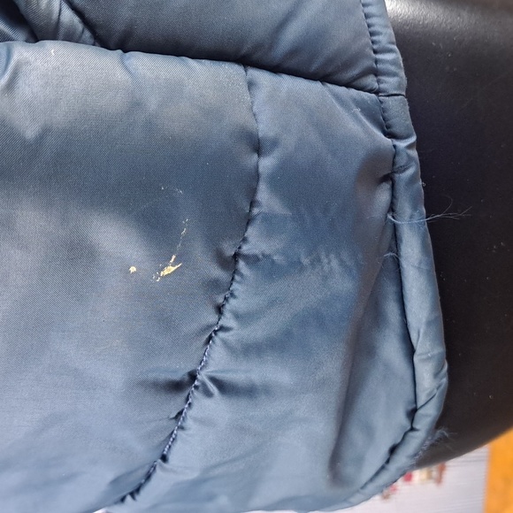 Vintage CAT diesel power lined 2-pocket full snap blue & yellow LG work vest - Picture 6 of 7